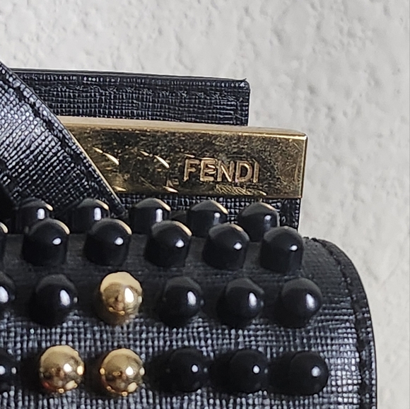 Fendi Black Saffiano Leather Small Studded Monster Demi Jour Shoulder Bag - Picture 3 of 16